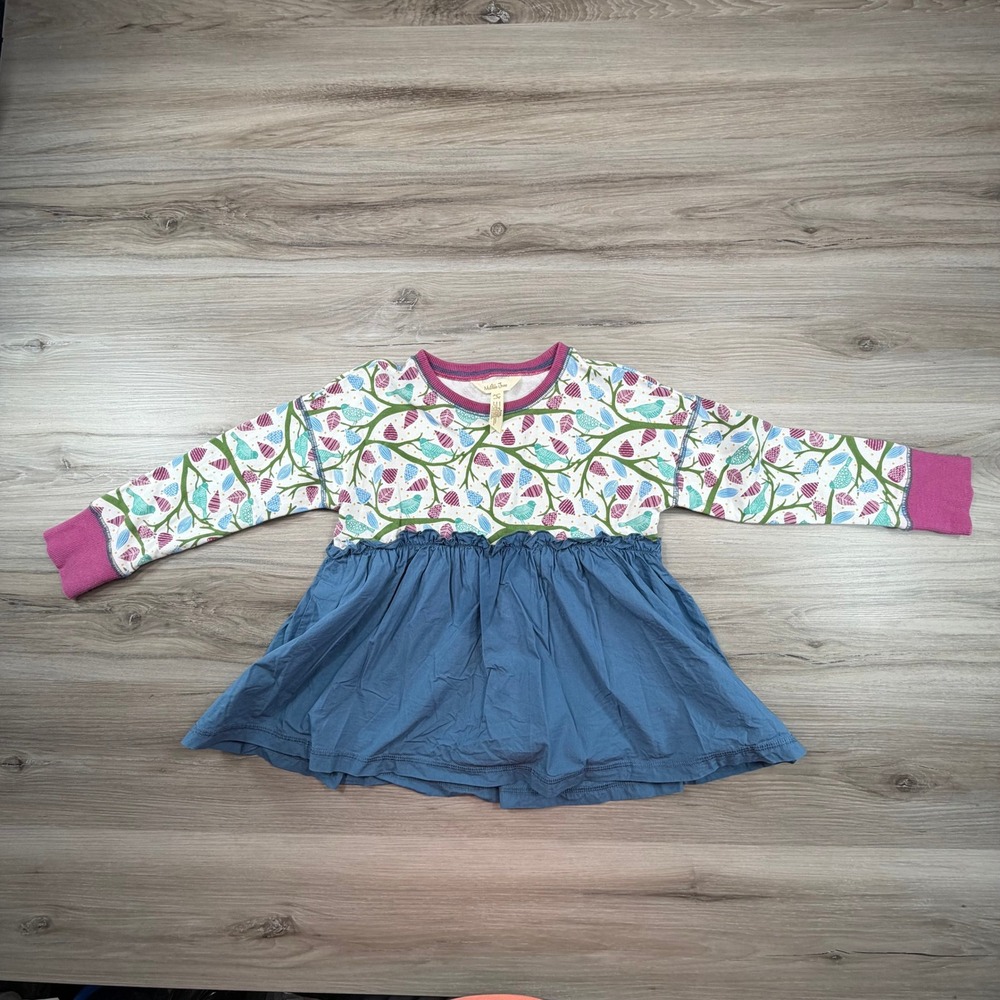 Matilda Jane Girls Bird Tree Ruffled Dress Size‎ 6 Long Sleeve